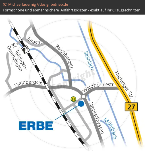 Lageplan Tübingen Detailskizze ERBE Elektromedizin GmbH (211)