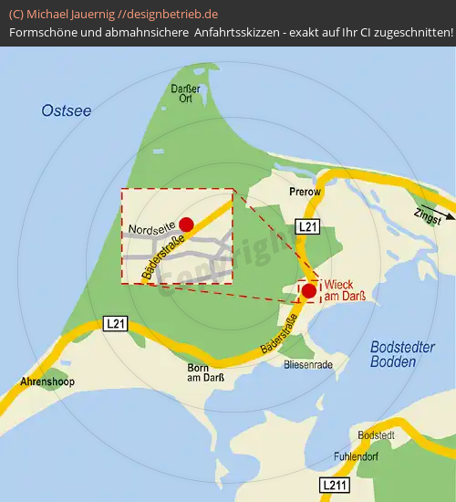 Lageplan Wieck am Darß (Mecklenburg Vorpommern) Detailkarte Ferienhaus (58)